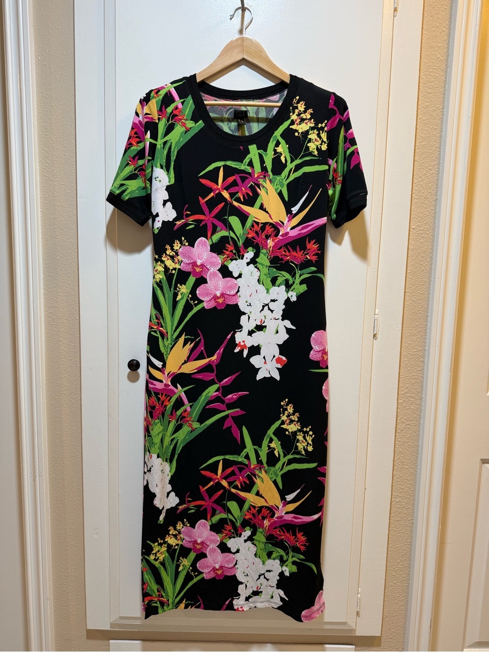 G.I.L.I. Black Maxi Dress with Bright Floral Print